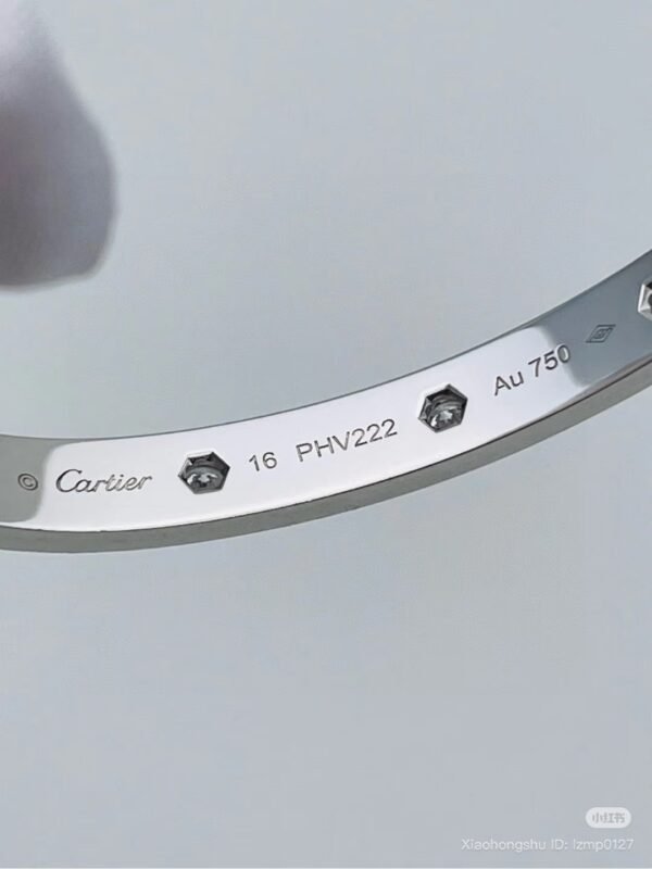 CARTIER LOVE 18K WHITE GOLD, PAVED, CLASSIC MODEL BRACELET - Ảnh 7