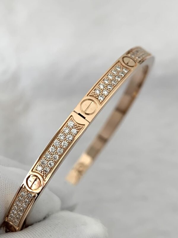 CARTIER LOVE 18K ROSE GOLD , PAVED, SMALL SIZE BRACELET - Ảnh 3