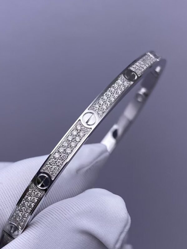 CARTIER LOVE 18K WHITE GOLD, PAVED ,SMALL SIZE BRACELET - Ảnh 6