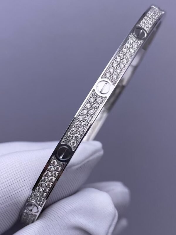 CARTIER LOVE 18K WHITE GOLD, PAVED ,SMALL SIZE BRACELET - Ảnh 5