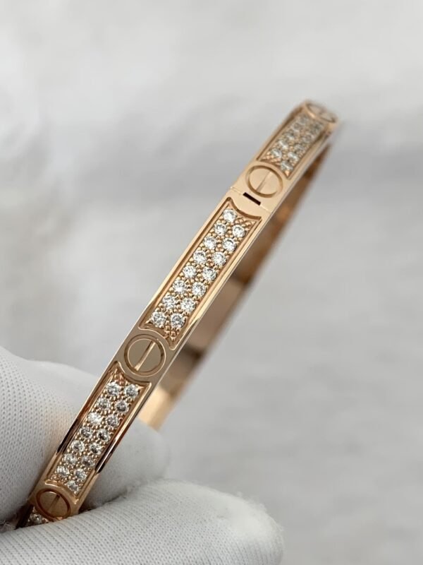 CARTIER LOVE 18K ROSE GOLD , PAVED, SMALL SIZE BRACELET - Ảnh 4