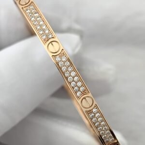 CARTIER LOVE 18K ROSE GOLD , PAVED, SMALL SIZE BRACELET