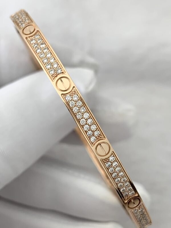 CARTIER LOVE 18K ROSE GOLD , PAVED, SMALL SIZE BRACELET