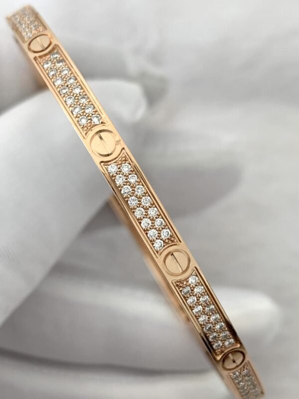 CARTIER LOVE 18K ROSE GOLD , PAVED, SMALL SIZE BRACELET - Ảnh 5