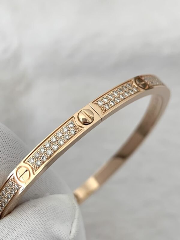 CARTIER LOVE 18K ROSE GOLD , PAVED, SMALL SIZE BRACELET - Ảnh 7