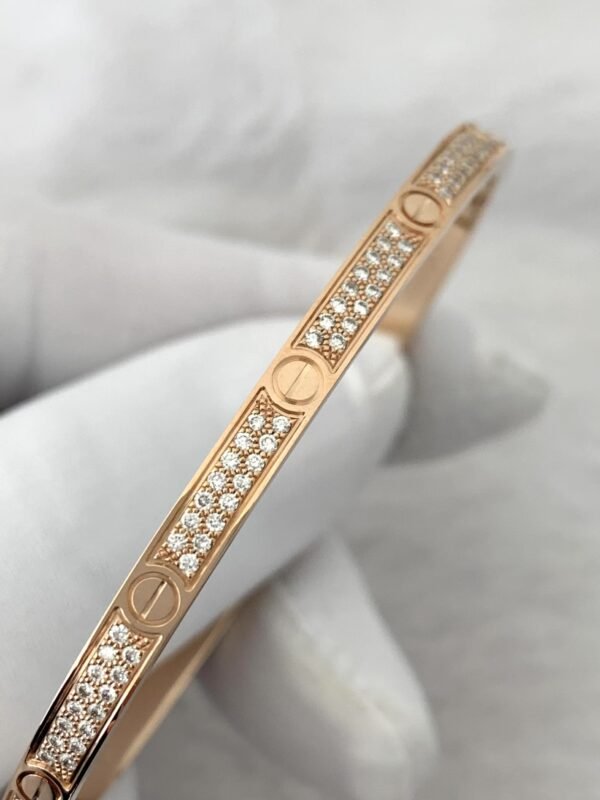CARTIER LOVE 18K ROSE GOLD , PAVED, SMALL SIZE BRACELET - Ảnh 6