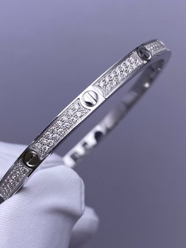 CARTIER LOVE 18K WHITE GOLD, PAVED ,SMALL SIZE BRACELET - Ảnh 4