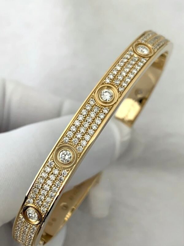 CARTIER LOVE CLASSIC MODEL , PAVED, YELLOW GOLD , 10 DIAMOND - Ảnh 2