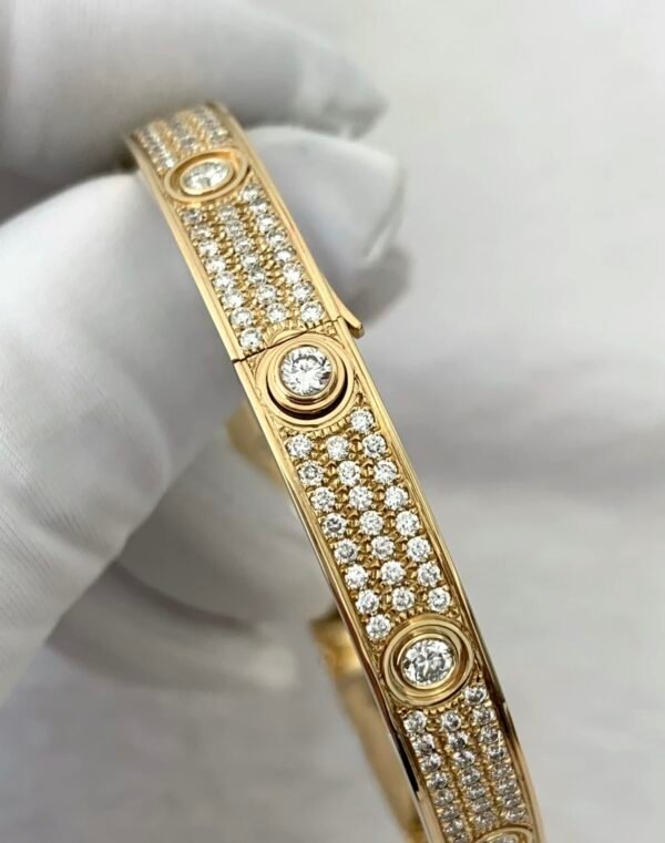 CARTIER LOVE CLASSIC MODEL , PAVED, YELLOW GOLD , 10 DIAMOND - Ảnh 5