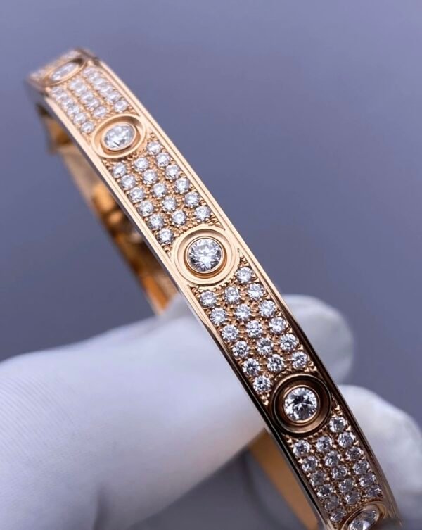 CARTIER LOVE CLASSIC MODEL, ROSE GOLD , PAVED , 10 DIAMOND - Ảnh 2