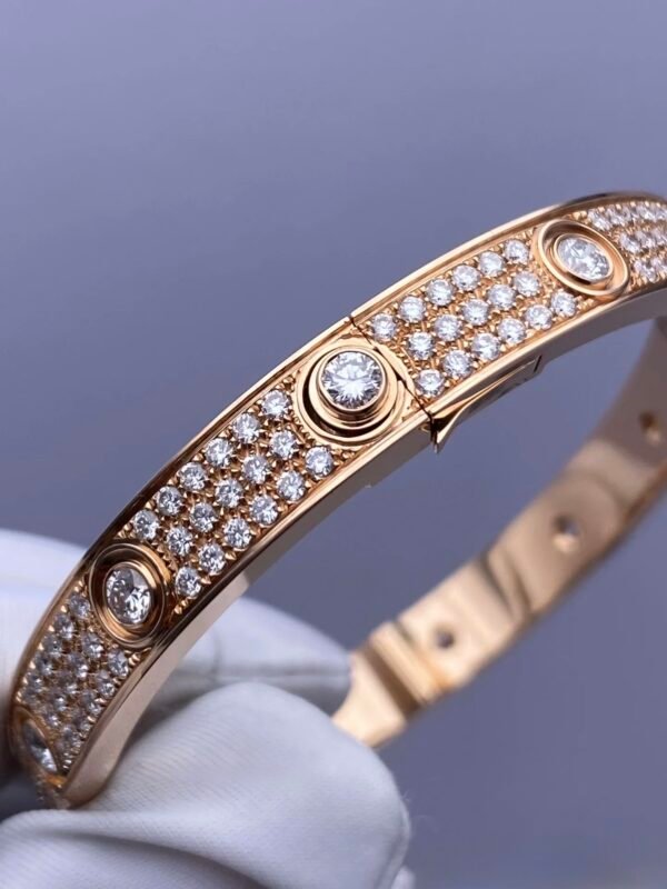 CARTIER LOVE CLASSIC MODEL, ROSE GOLD , PAVED , 10 DIAMOND - Ảnh 4