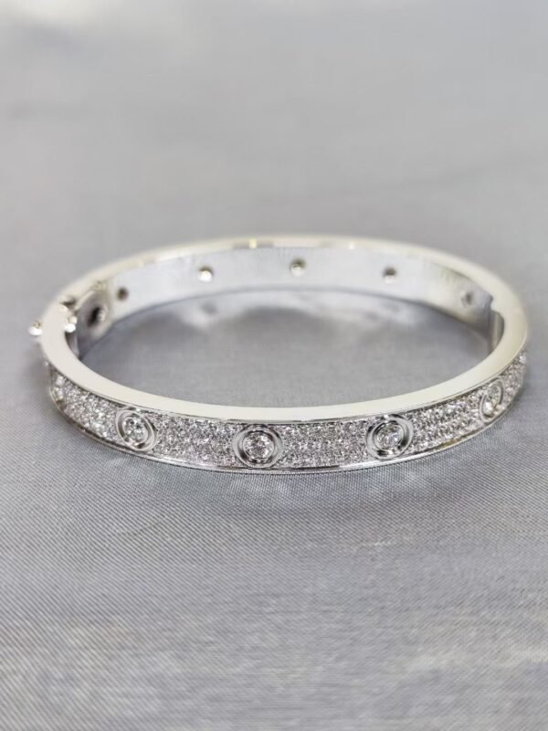 CARTIER LOVE CLASSIC MODEL WHITE GOLD , PAVED , 10 DIAMOND - Ảnh 2