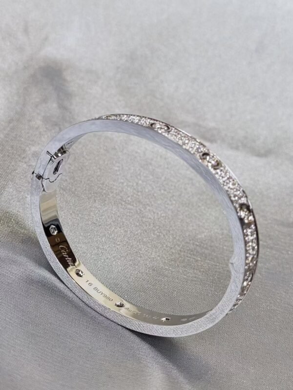 CARTIER LOVE CLASSIC MODEL WHITE GOLD , PAVED , 10 DIAMOND - Ảnh 3