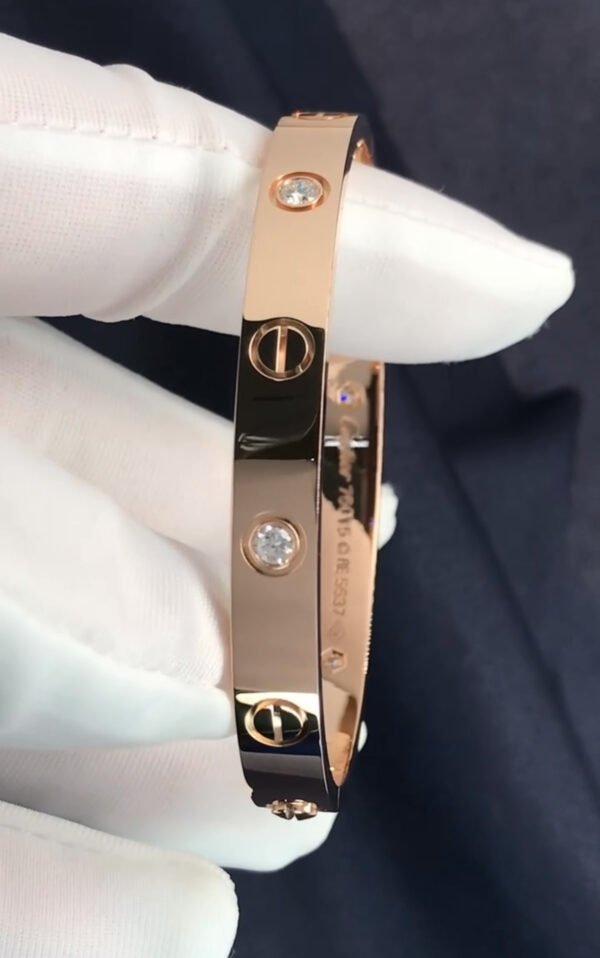 CARTIER LOVE ROSE GOLD 4 DIAMOND BRACELET - Ảnh 2