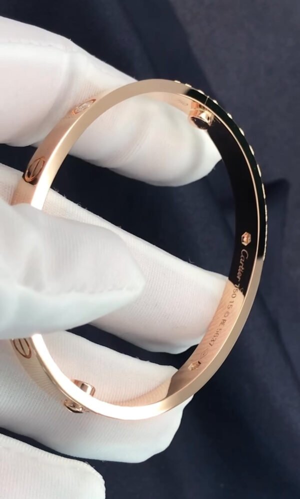 CARTIER LOVE ROSE GOLD 4 DIAMOND BRACELET - Ảnh 3