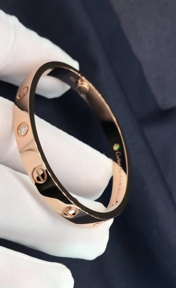 CARTIER LOVE ROSE GOLD 4 DIAMOND BRACELET - Ảnh 5