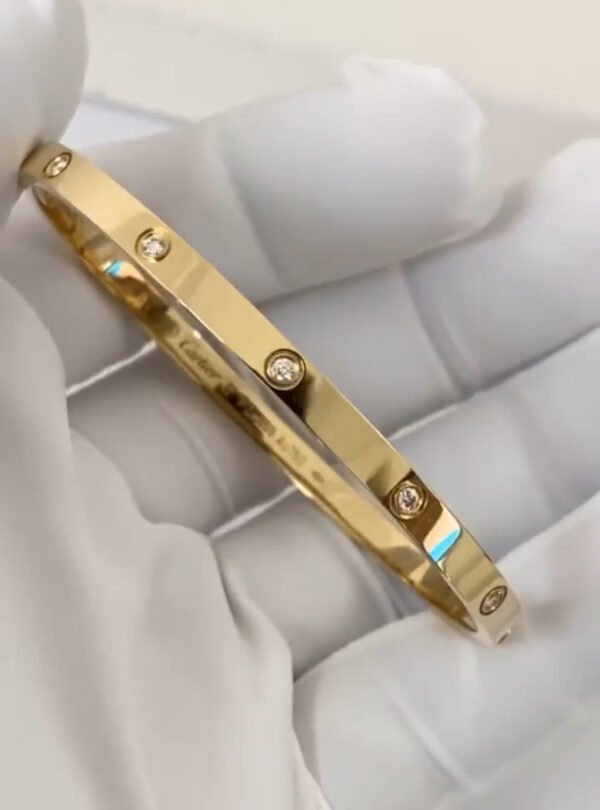CARTIER LOVE 18K YELLOW GOLD SMALL SIZE 10 DIAMOND BRACELET
