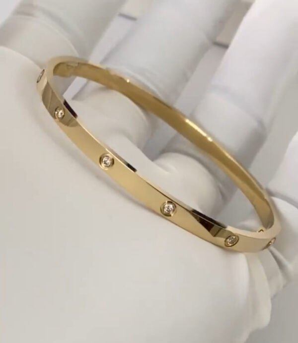 CARTIER LOVE 18K YELLOW GOLD SMALL SIZE 10 DIAMOND BRACELET - Ảnh 5