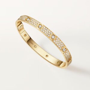 CARTIER LOVE CLASSIC MODEL , PAVED, YELLOW GOLD , 10 DIAMOND