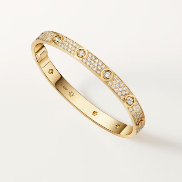 CARTIER LOVE CLASSIC MODEL , PAVED, YELLOW GOLD , 10 DIAMOND