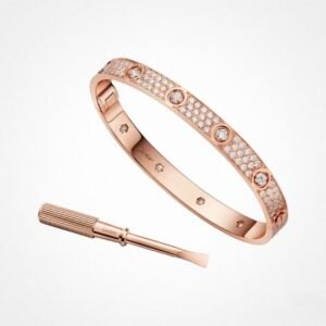 CARTIER LOVE CLASSIC MODEL, ROSE GOLD , PAVED , 10 DIAMOND