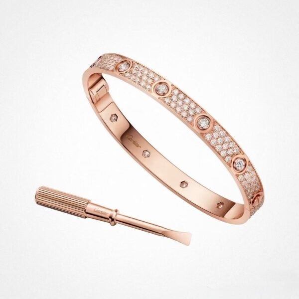 CARTIER LOVE CLASSIC MODEL, ROSE GOLD , PAVED , 10 DIAMOND