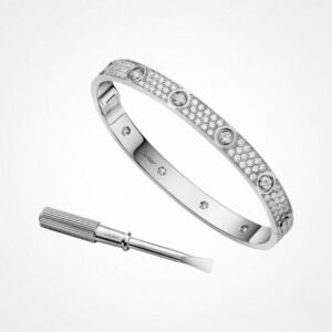 CARTIER LOVE CLASSIC MODEL WHITE GOLD , PAVED , 10 DIAMOND