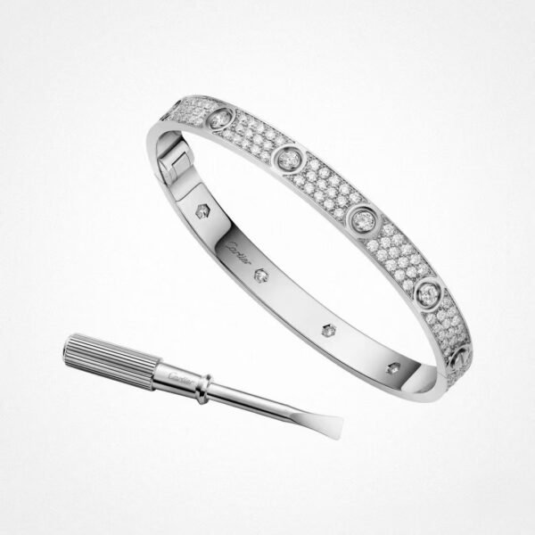 CARTIER LOVE CLASSIC MODEL WHITE GOLD , PAVED , 10 DIAMOND
