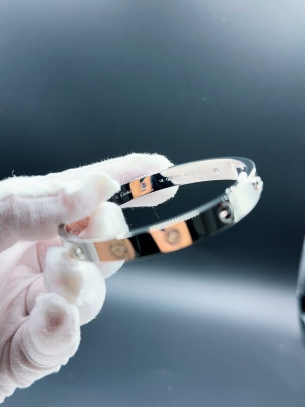CARTIER LOVE WHITE GOLD 4 DIAMOND BRACELET - Ảnh 3