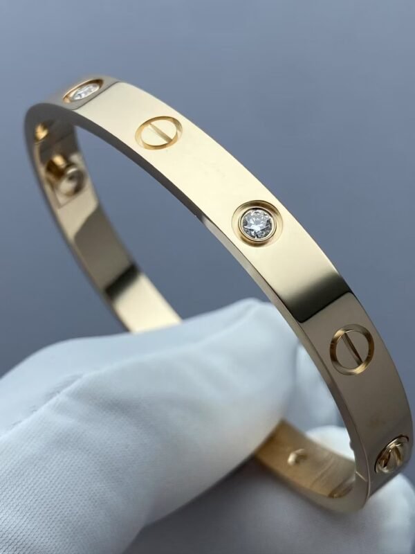 CARTIER LOVE 4 DIAMOND YELLOW GOLD BRACELET - Ảnh 4
