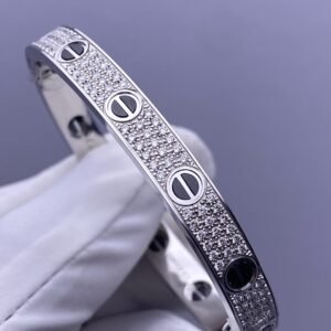 CARTIER LOVE BRACELETS , WHITE GOLD ,PAVED, CERAMIC