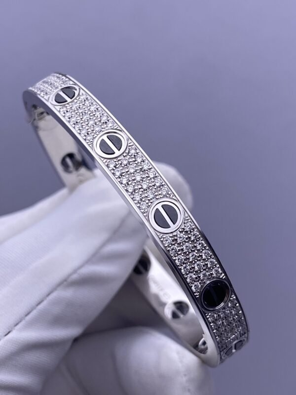 CARTIER LOVE BRACELETS , WHITE GOLD ,PAVED, CERAMIC