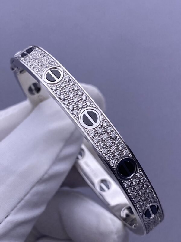 CARTIER LOVE BRACELETS , WHITE GOLD ,PAVED, CERAMIC - Ảnh 3