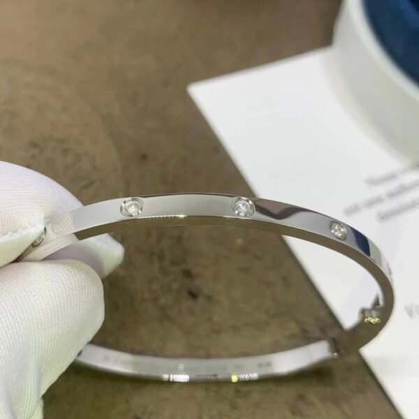 CARTIER LOVE 18K WHITE GOLD SIZE SMALL 10 DIAMOND BRACELET - Ảnh 5