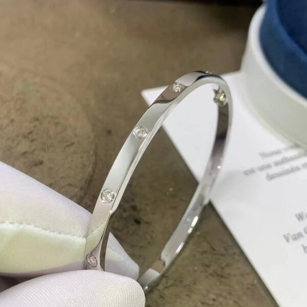 CARTIER LOVE 18K WHITE GOLD SIZE SMALL 10 DIAMOND BRACELET - Ảnh 6