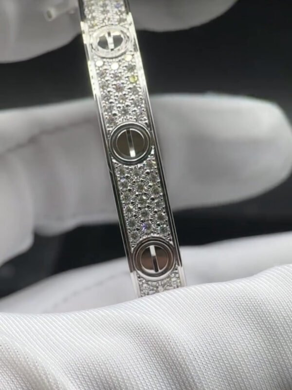 CARTIER LOVE 18K WHITE GOLD, PAVED, CLASSIC MODEL BRACELET - Ảnh 3
