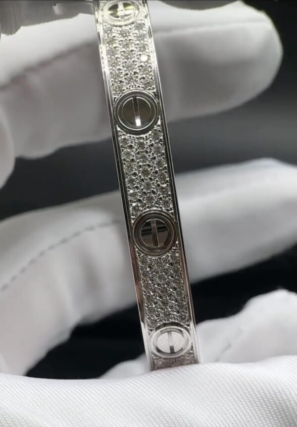 CARTIER LOVE 18K WHITE GOLD, PAVED, CLASSIC MODEL BRACELET - Ảnh 4