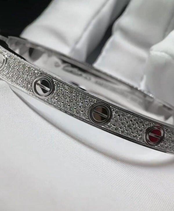CARTIER LOVE 18K WHITE GOLD, PAVED, CLASSIC MODEL BRACELET - Ảnh 5