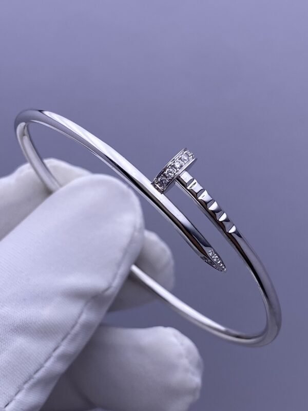 CARTIER JUSTE UN CLOU 18K SIZE SMALL WHITE GOLD DIAMONDS BRACELET - Ảnh 4