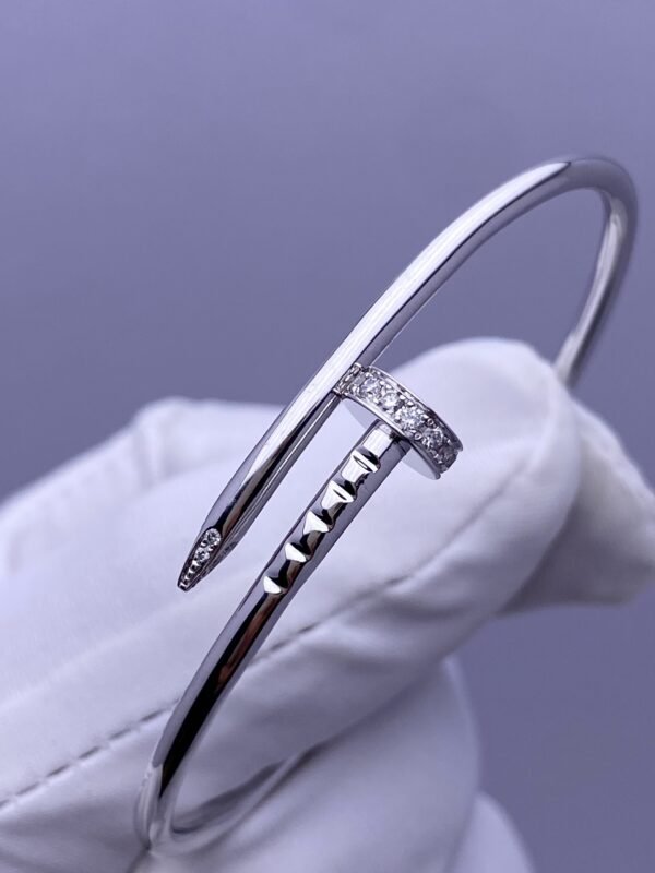 CARTIER JUSTE UN CLOU 18K SIZE SMALL WHITE GOLD DIAMONDS BRACELET - Ảnh 2