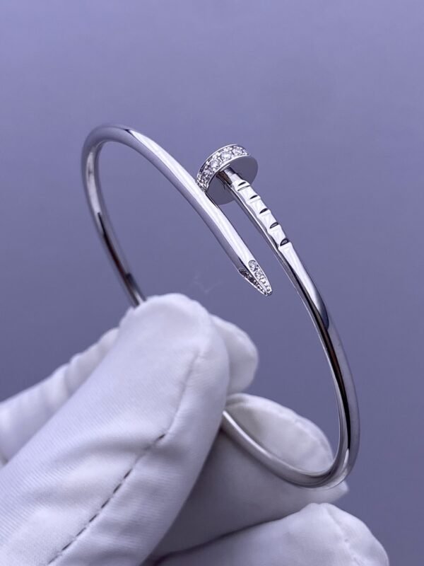 CARTIER JUSTE UN CLOU 18K SIZE SMALL WHITE GOLD DIAMONDS BRACELET - Ảnh 5
