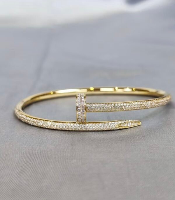 CARTIER JUSTE UN CLOU 18K YELLOW GOLD BRACELET, CLASSIC MODEL, DIAMONDS