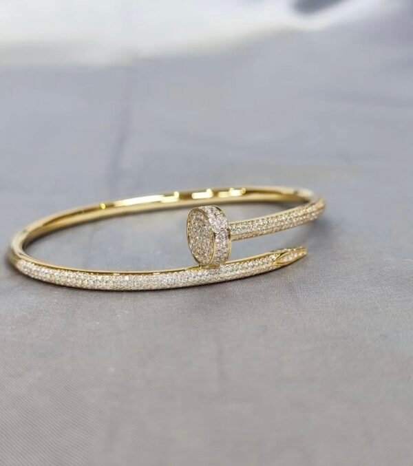 CARTIER JUSTE UN CLOU 18K YELLOW GOLD BRACELET, CLASSIC MODEL, DIAMONDS - Ảnh 4