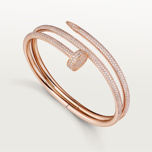 JUSTE UN CLOU BRACELET,ROSE GOLD,  DOUBLE, HALF-PAVED