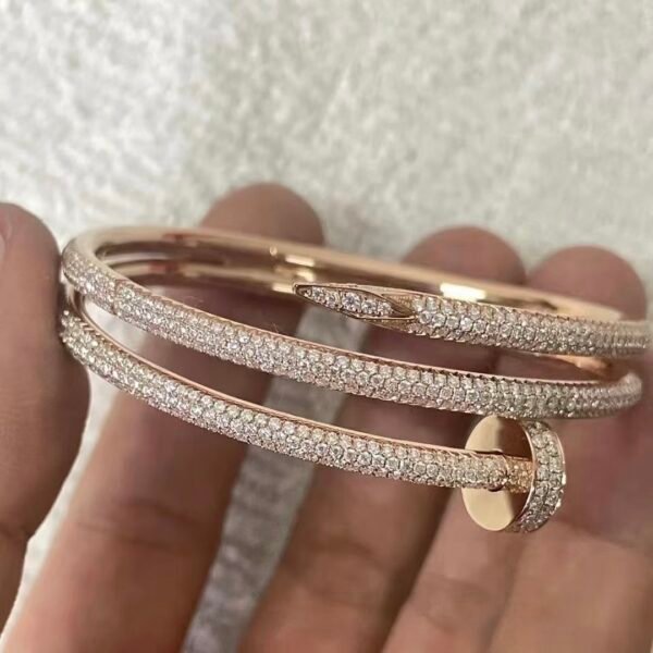 JUSTE UN CLOU BRACELET,ROSE GOLD,  DOUBLE, HALF-PAVED - Ảnh 3