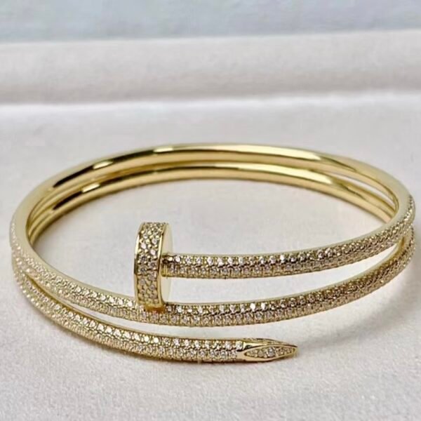 JUSTE UN CLOU BRACELET, YELLOW GOLD, DOUBLE, HALF-PAVED - Ảnh 5