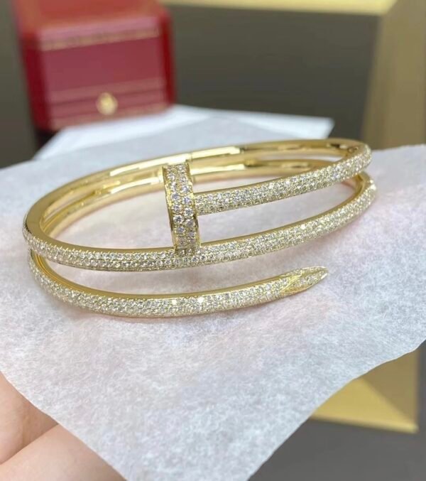 JUSTE UN CLOU BRACELET, YELLOW GOLD, DOUBLE, HALF-PAVED - Ảnh 3