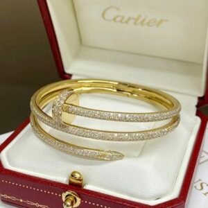 JUSTE UN CLOU BRACELET, YELLOW GOLD, DOUBLE, HALF-PAVED