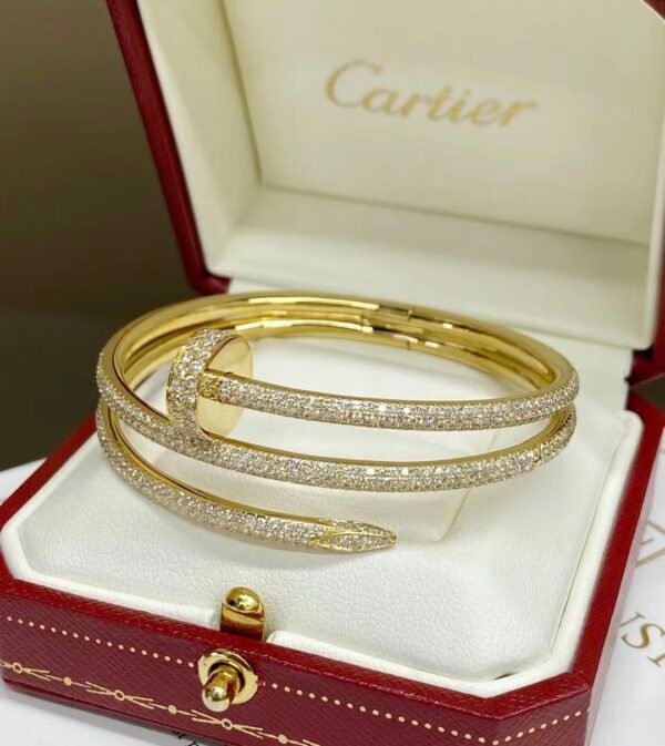 JUSTE UN CLOU BRACELET, YELLOW GOLD, DOUBLE, HALF-PAVED