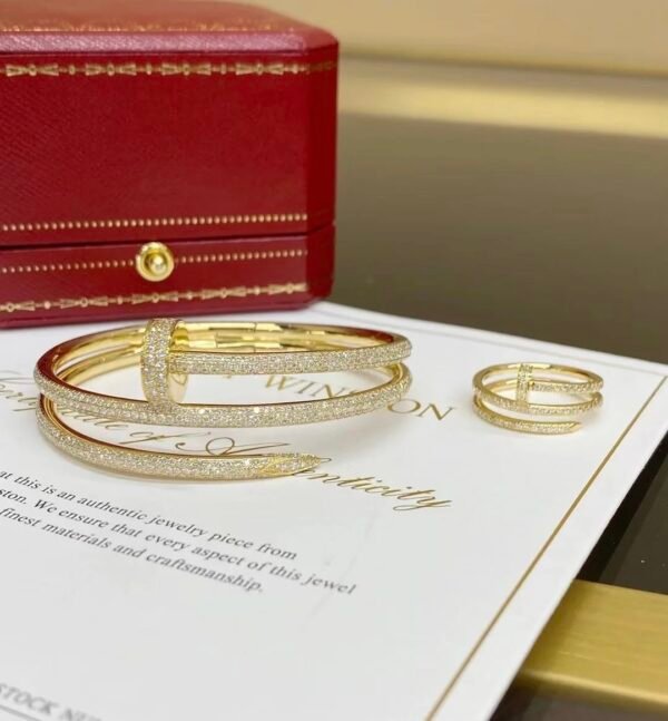 JUSTE UN CLOU BRACELET, YELLOW GOLD, DOUBLE, HALF-PAVED - Ảnh 4